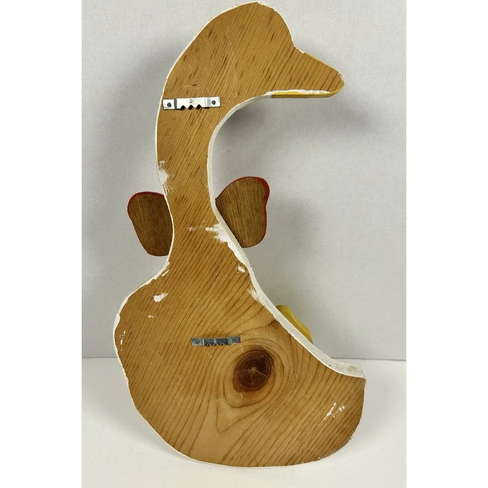Vintage Folk Art Painted Wood Goose Wall Hanging with Hooks Farm Cottage Decor